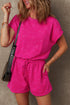 Edgy Casual Mineral Wash Short Sleeve Drawstring Cutout Back Romper